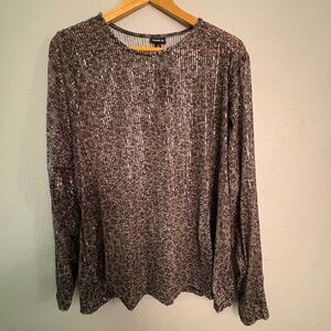 torrid Metallic Silver Ribbed Long Sleeve Top